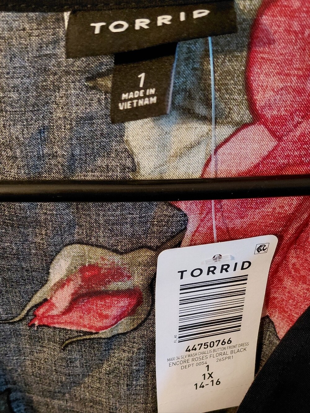 Torrid Black Maxi Dress with Red Rose Print - Picture 5 of 5